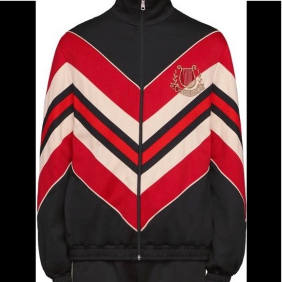 Gucci Chevron Red Stripe Track Jacket with Lyre Sz M - Picture 3 of 11